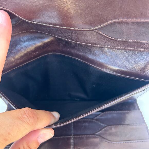 Hugo Boss Vintage Brown Croc-Embossed Tri-Fold Clutch Wallet Billfold Buckle - Picture 10 of 12